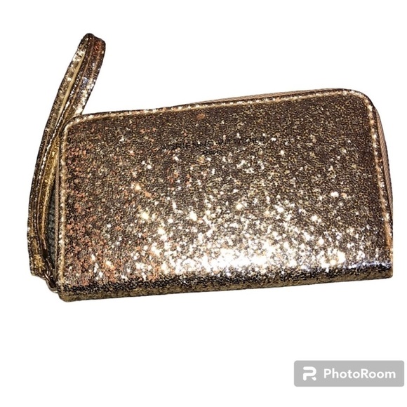 Adrienne Vittadini Glitter Gold wristlet Prom - Picture 1 of 4